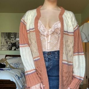 Rainbow sherbet 70s vintage knit cardigan